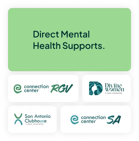 Apoyos directos de salud mental: Connection Center RGV, Divine Women, San Antonio Clubhouse y Connection Center SA